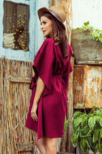 Sofia Day kjole til dame fra MS StyleHaven, laget av polyester, farge Marineblå, størrelse 2XL/3XL, med short ermer, perfekt til casual; dress