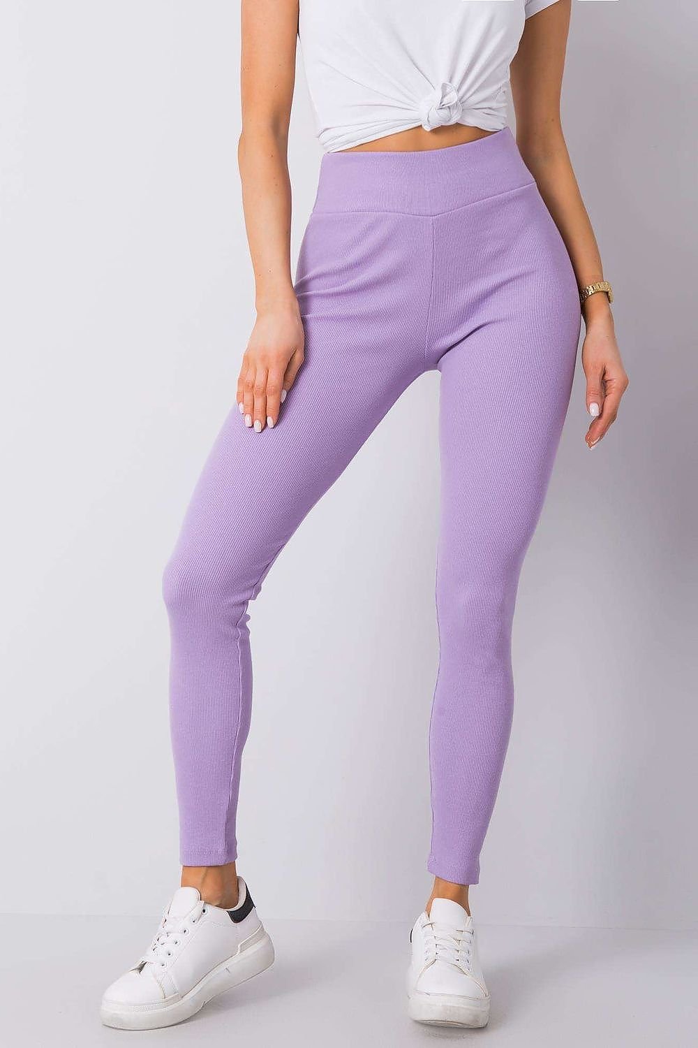 Lange leggings BFG til dame fra MS StyleHaven, laget av Bomull; Elastan-1, farge Fiolett, størrelse S, med long; 3-4 ermer, bukselengde long, perfekt til casual; dress