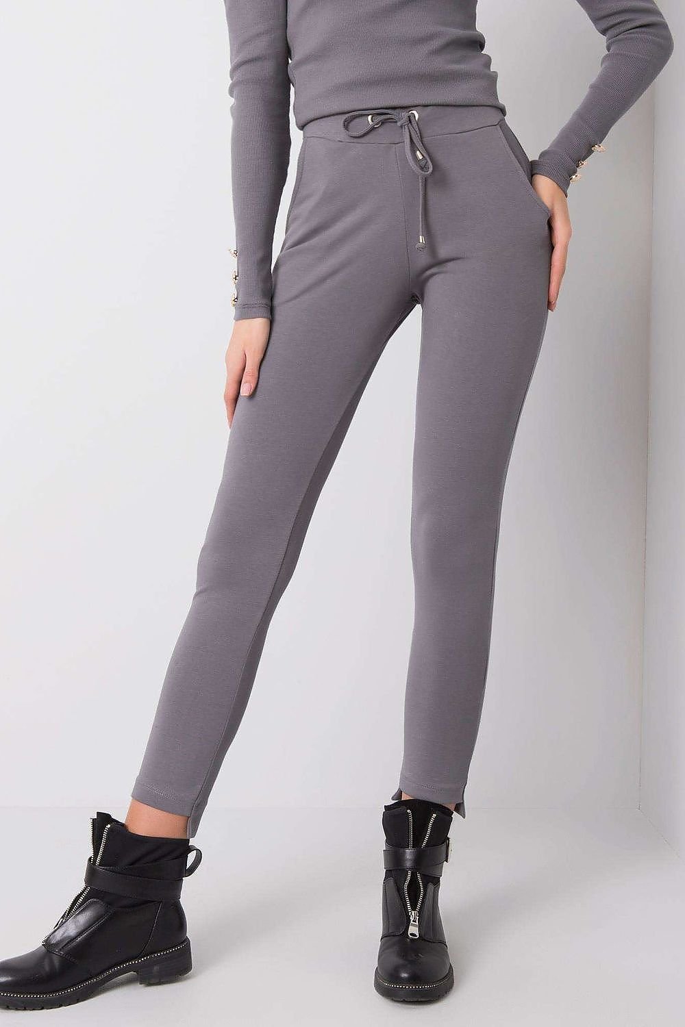 BFG – koniske joggebukser for kvinner med knytebånd i midjen til dame fra MS StyleHaven, laget av Bomull; Elastan-1, farge Brun, størrelse XL, med long; 3-4 ermer, perfekt til casual; dress