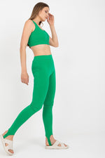 Lange leggings BFG til dame fra MS StyleHaven, laget av Bomull; Elastan-1, farge Grønn, størrelse L, med long; 3-4 ermer, perfekt til casual; dress
