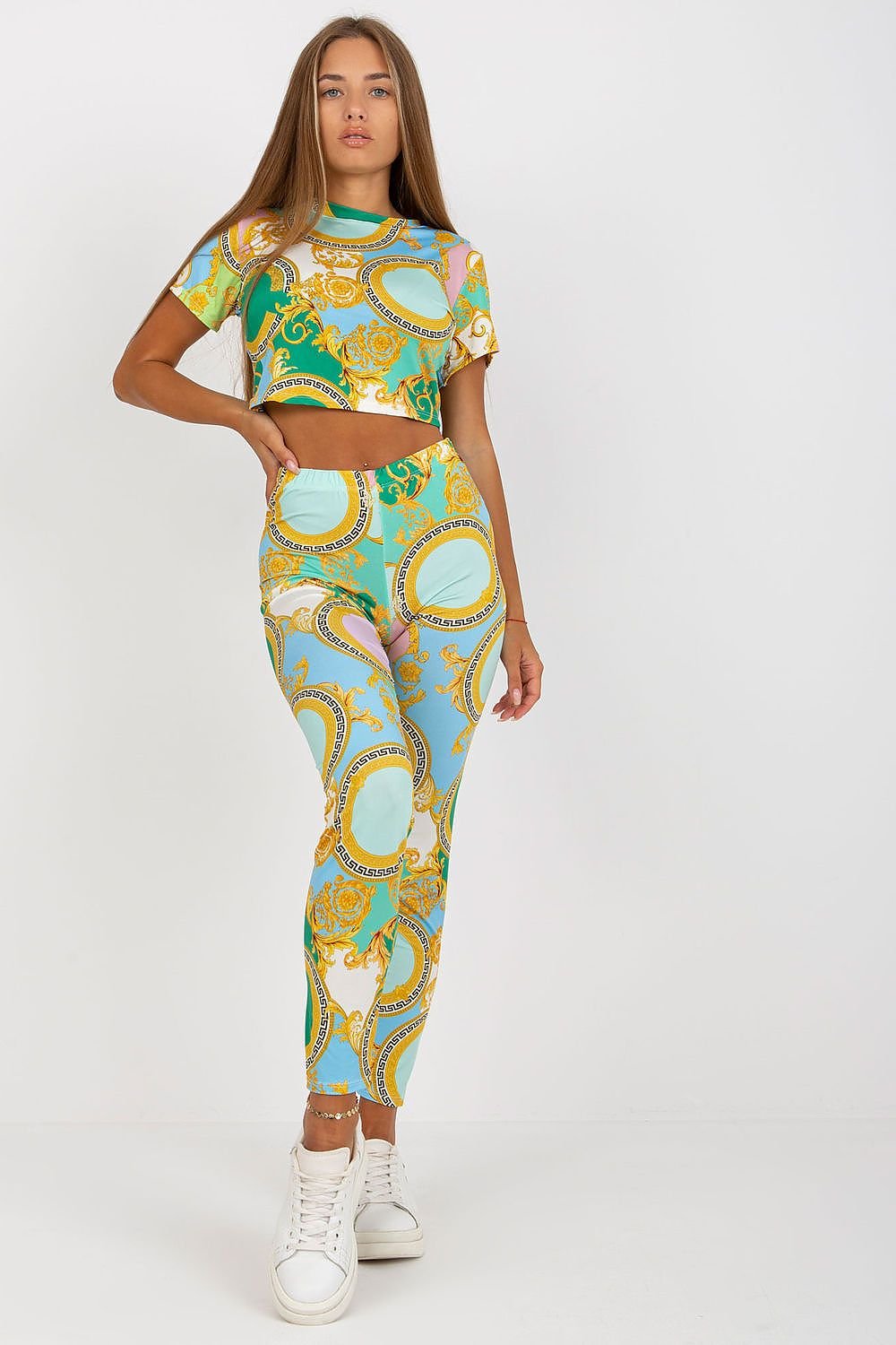Sommersett, T-skjorte og Leggings til dame fra MS StyleHaven, størrelse M, med long, bukselengde long, kjolelengde maxi, kjolestil gown; sheath