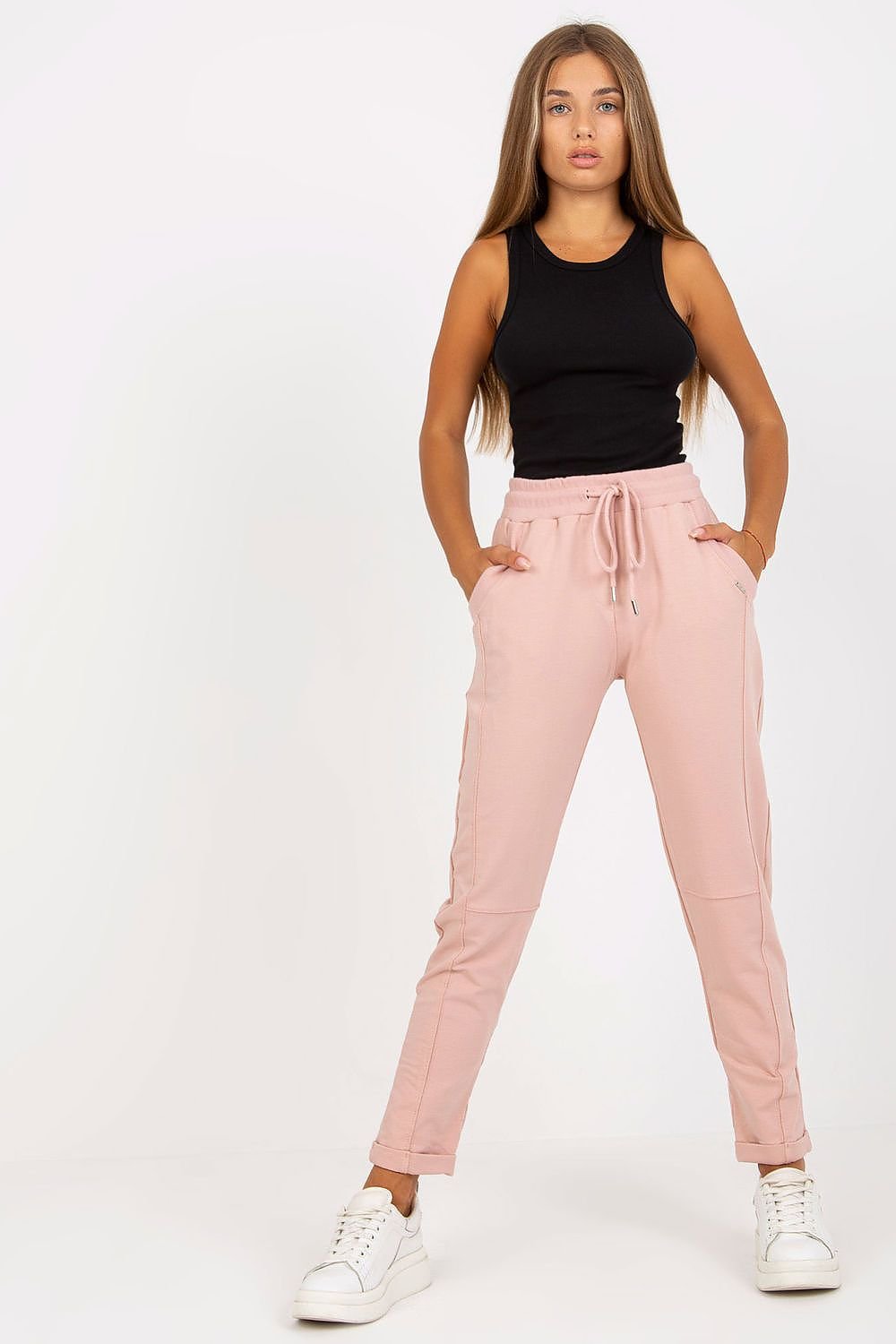 Everyday Ease - Joggebukse i bomull med høy midje til dame fra MS StyleHaven, laget av Bomull, farge beige, størrelse M, med 45720 ermer, perfekt til casual; dress