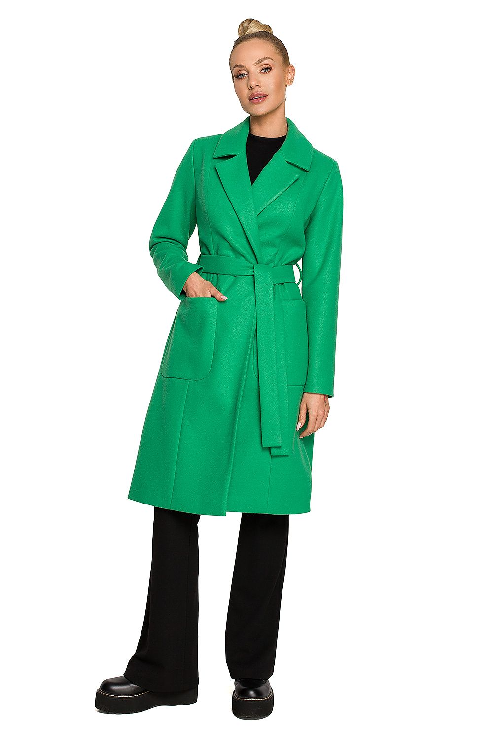 Frakk Moe til dame fra MS StyleHaven, laget av polyester; Elastan-1, farge Grønn, størrelse s, med short ermer, perfekt til dress