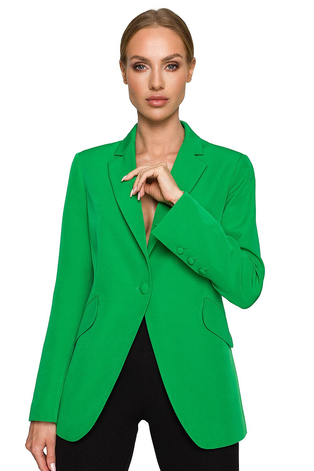 Klassiske Blazer - Moe til dame fra MS StyleHaven, laget av polyester, farge Grønn, størrelse s, med long ermer, perfekt til dress