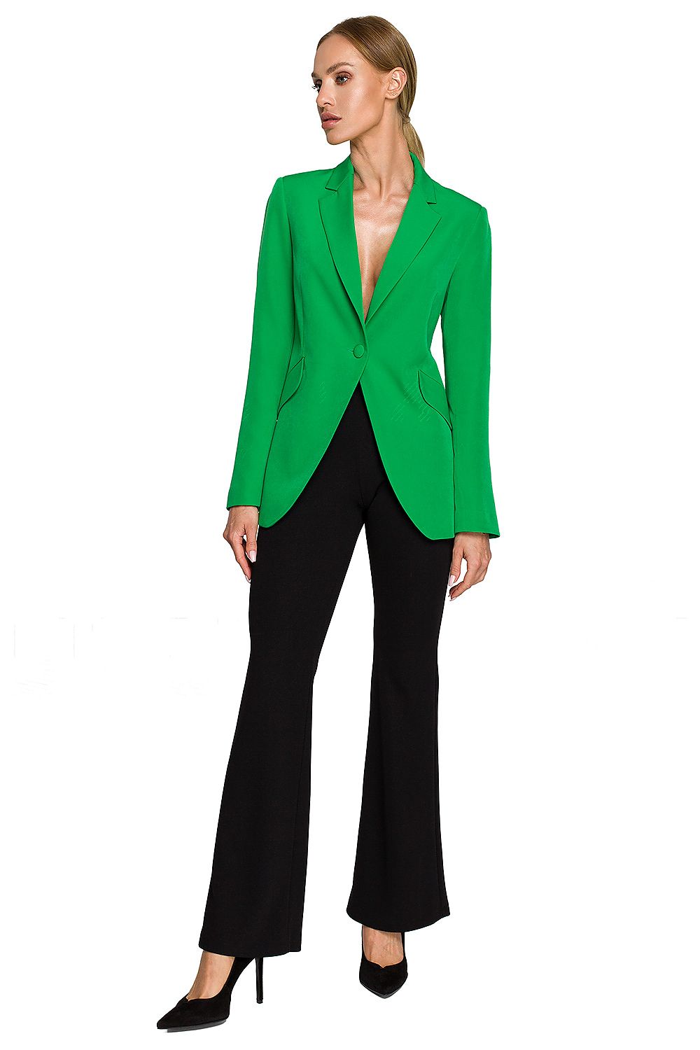 Klassiske Blazer - Moe til dame fra MS StyleHaven, laget av polyester, farge Grønn, størrelse M, med long ermer, perfekt til dress