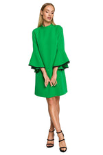 Dagkjole Moe til dame fra MS StyleHaven, laget av polyester, farge Grønn, størrelse s, med long ermer, knee lengde, kjolestil a-line, perfekt til dress