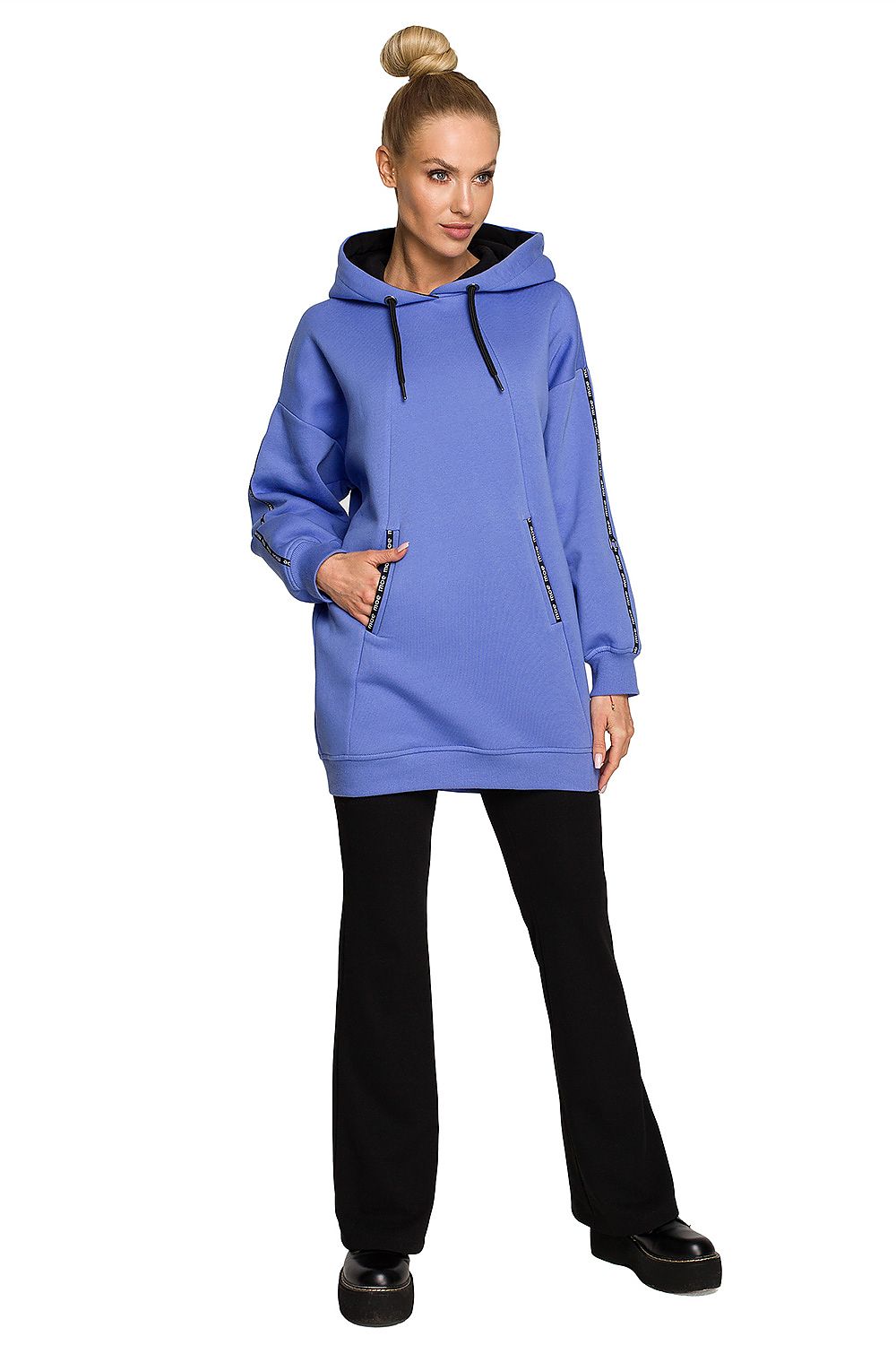 Lang Genser - Moe til dame fra MS StyleHaven, laget av Bomull; polyester, farge Fiolett, størrelse M, med long ermer, perfekt til dress