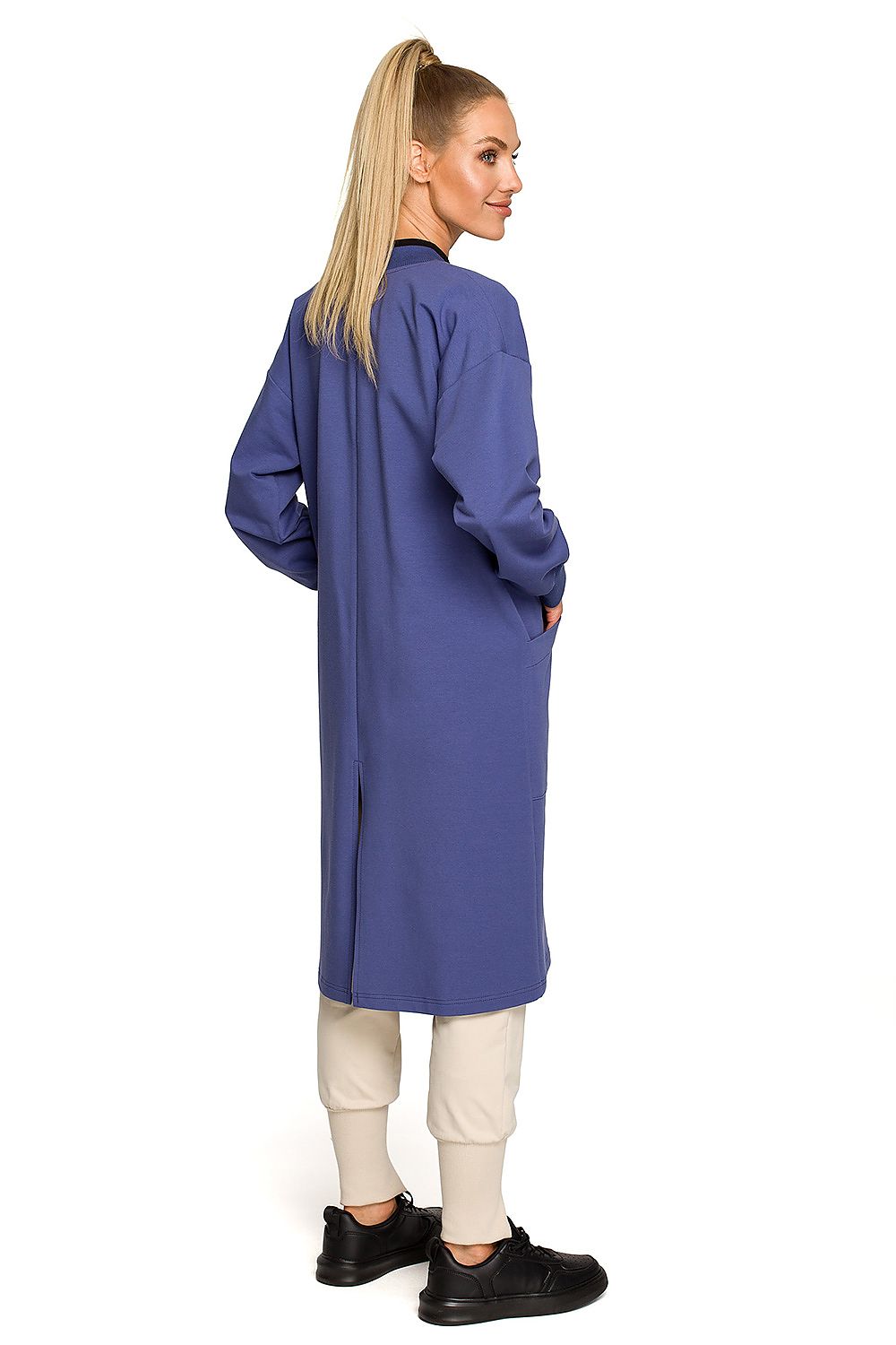 Lang sweatshirt - Moe til dame fra MS StyleHaven, laget av Bomull, farge beige, størrelse XL, med short ermer, perfekt til dress