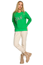 Genser - Moe til dame fra MS StyleHaven, laget av Bomull, farge Grønn, størrelse M, med short ermer, perfekt til dress