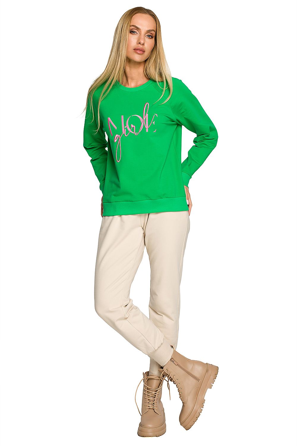 Genser - Moe til dame fra MS StyleHaven, laget av Bomull, farge Grønn, størrelse M, med short ermer, perfekt til dress