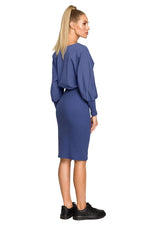Bomull Dagkjole Moe til dame fra MS StyleHaven, laget av Bomull; Elastan-1, farge Grønn, størrelse XL, med long ermer, perfekt til casual; dress