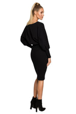 Bomull Dagkjole Moe til dame fra MS StyleHaven, laget av Bomull; Elastan-1, farge Marineblå, størrelse L, med long ermer, perfekt til casual; dress
