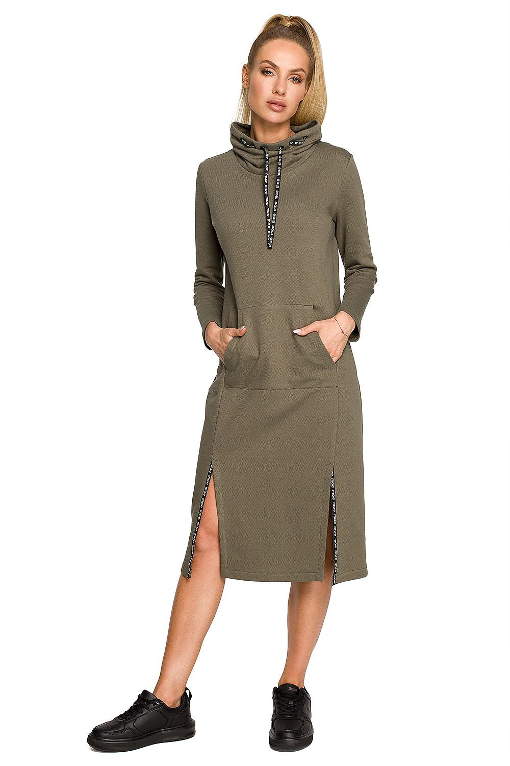 Logo-leopard Dagkjole Moe til dame fra MS StyleHaven, laget av polyester, farge Rosa, størrelse L, med long ermer, perfekt til casual; dress