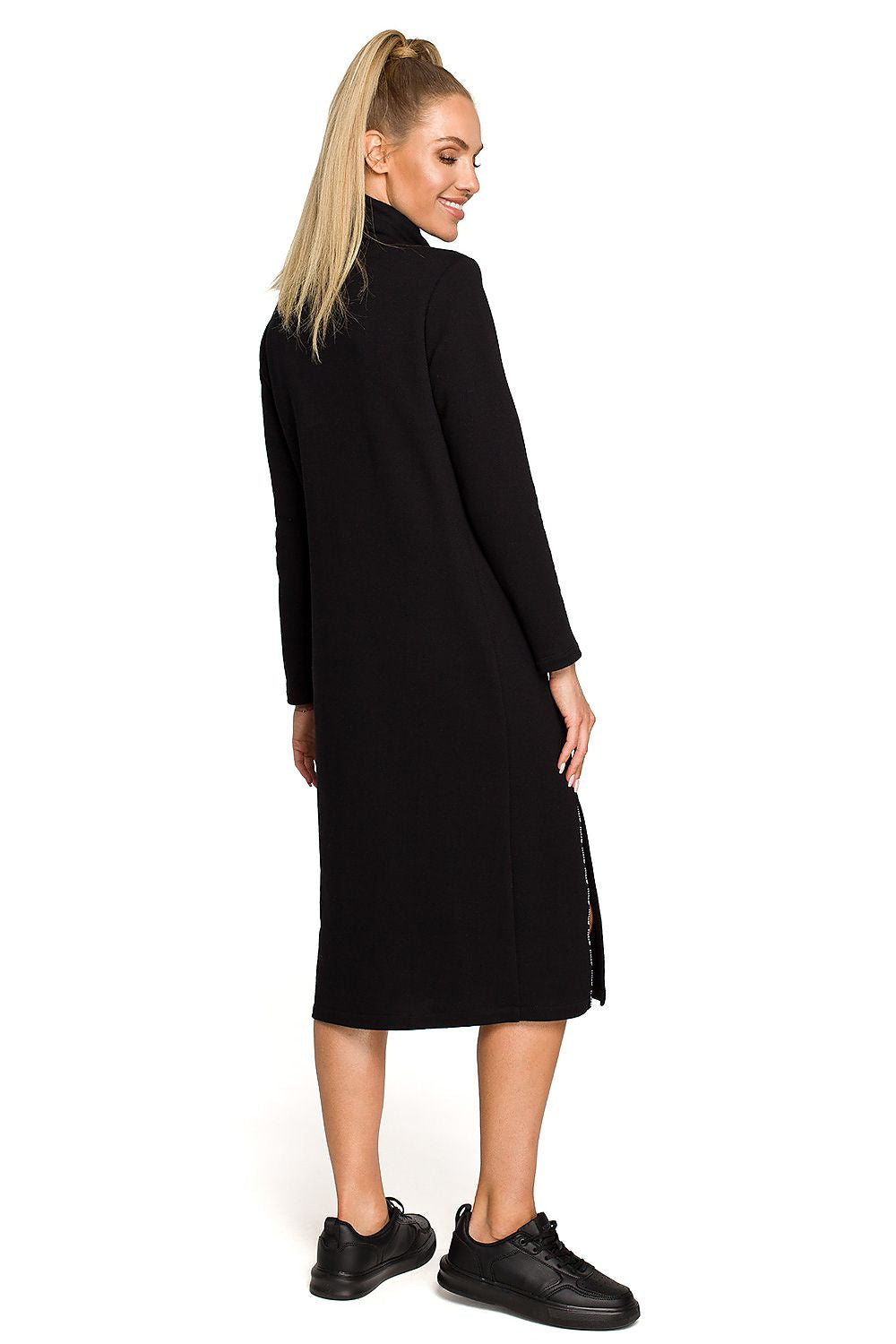 Logo-leopard Dagkjole Moe til dame fra MS StyleHaven, laget av polyester, farge Grønn, størrelse s, med long ermer, perfekt til casual; dress