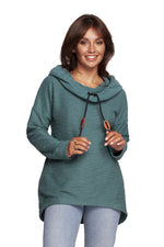 BeWear Warm Sweatshirt-Tunika med hette og krage til dame fra MS StyleHaven, laget av Bomull; polyester, farge beige, størrelse XL, med short ermer, perfekt til dress