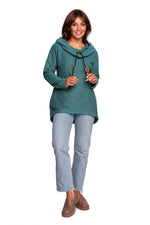 BeWear Warm Sweatshirt-Tunika med hette og krage til dame fra MS StyleHaven, laget av Bomull; polyester, farge beige, størrelse XXL, med short ermer, perfekt til dress