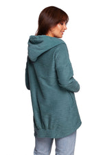 BeWear Warm Sweatshirt-Tunika med hette og krage til dame fra MS StyleHaven, laget av Bomull; polyester, farge Grønn, størrelse s, med short ermer, perfekt til dress