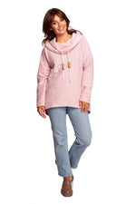 BeWear Warm Sweatshirt-Tunika med hette og krage til dame fra MS StyleHaven, laget av Bomull; polyester, farge Grønn, størrelse L, med short ermer, perfekt til dress