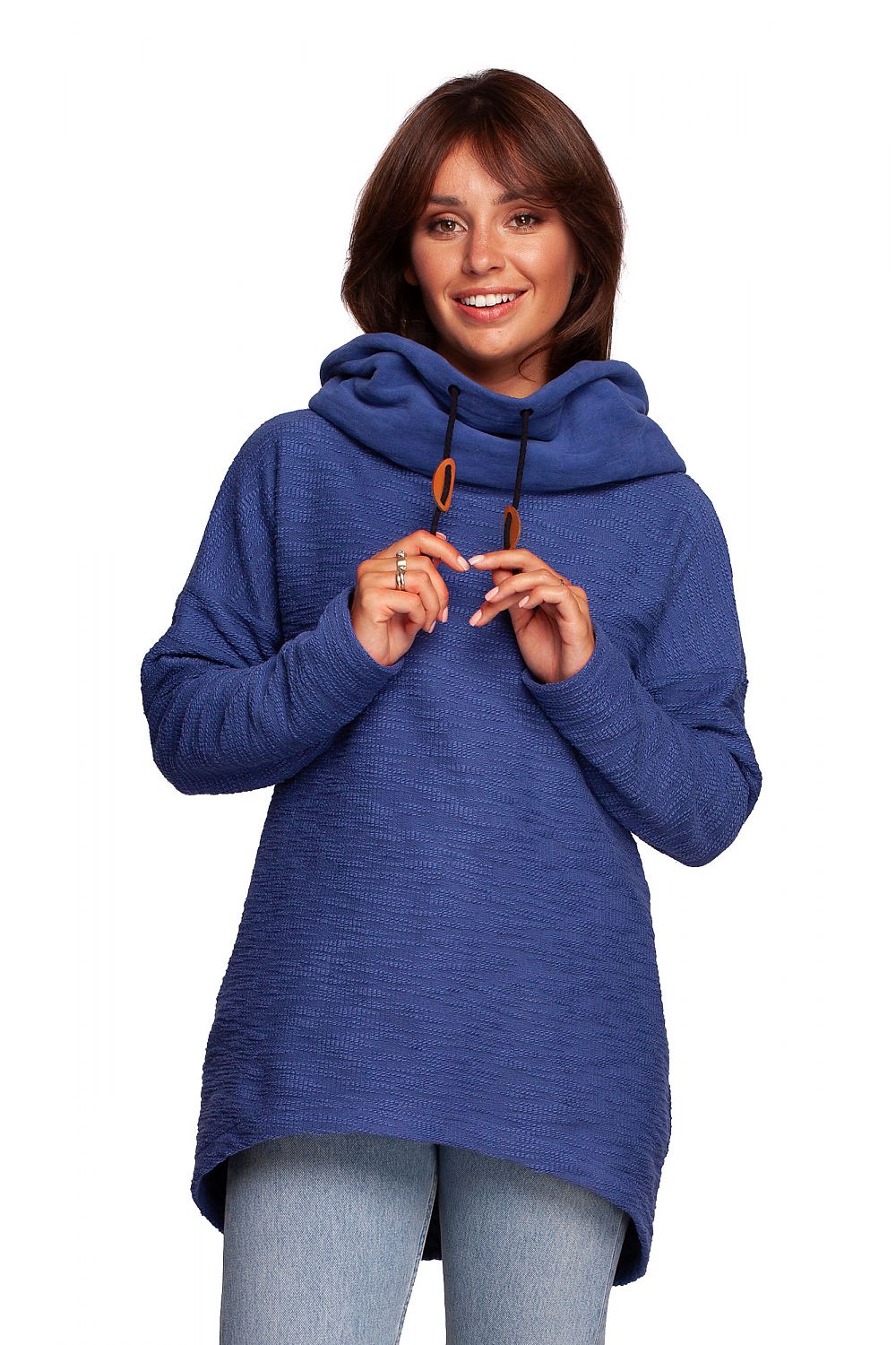 BeWear Warm Sweatshirt-Tunika med hette og krage til dame fra MS StyleHaven, laget av Bomull; polyester, farge Grønn, størrelse XXL, med short ermer, perfekt til dress