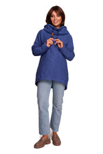 BeWear Warm Sweatshirt-Tunika med hette og krage til dame fra MS StyleHaven, laget av Bomull; polyester, farge Rosa, størrelse s, med short ermer, perfekt til dress