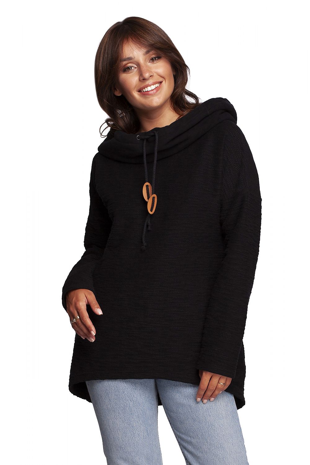 BeWear Warm Sweatshirt-Tunika med hette og krage til dame fra MS StyleHaven, laget av Bomull; polyester, farge Rosa, størrelse L, med short ermer, perfekt til dress