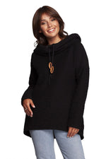 BeWear Warm Sweatshirt-Tunika med hette og krage til dame fra MS StyleHaven, laget av Bomull; polyester, farge Rosa, størrelse L, med short ermer, perfekt til dress