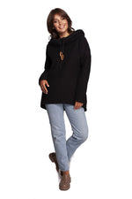 BeWear Warm Sweatshirt-Tunika med hette og krage til dame fra MS StyleHaven, laget av Bomull; polyester, farge Rosa, størrelse XL, med short ermer, perfekt til dress