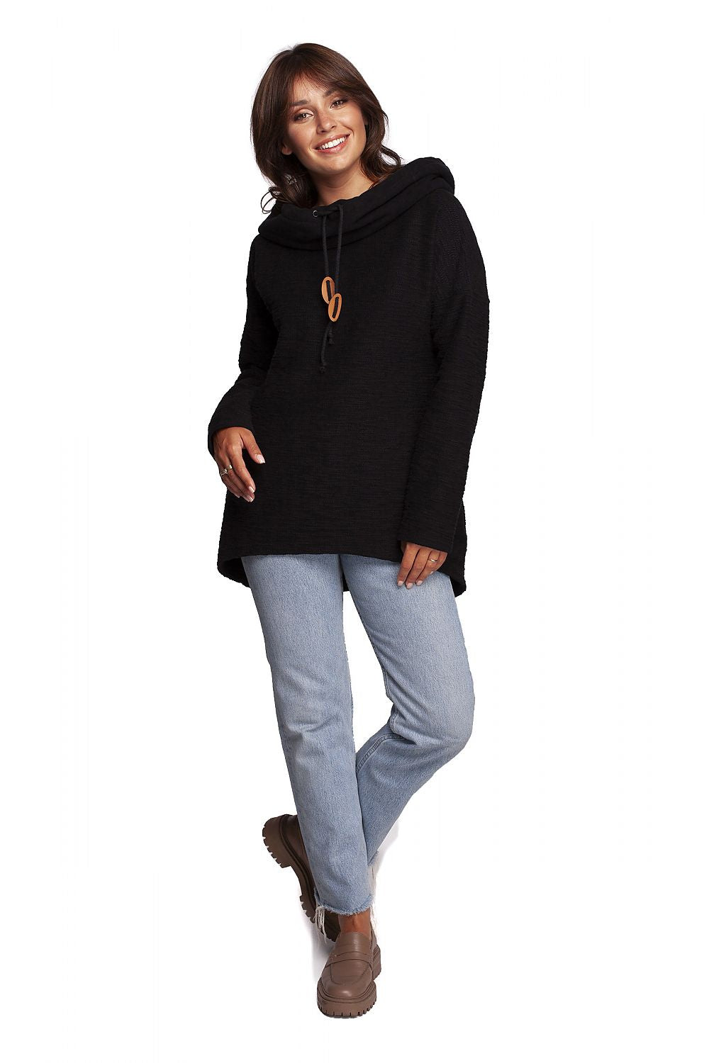 BeWear Warm Sweatshirt-Tunika med hette og krage til dame fra MS StyleHaven, laget av Bomull; polyester, farge Rosa, størrelse XL, med short ermer, perfekt til dress