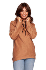 BeWear Warm Sweatshirt-Tunika med hette og krage til dame fra MS StyleHaven, laget av Bomull; polyester, farge Marineblå, størrelse s, med short ermer, perfekt til dress