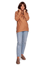 BeWear Warm Sweatshirt-Tunika med hette og krage til dame fra MS StyleHaven, laget av Bomull; polyester, farge Marineblå, størrelse M, med short ermer, perfekt til dress