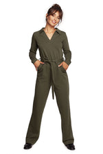 Jumbsuit dress - BeWear til dame fra MS StyleHaven, laget av Bomull; polyester, farge Fiolett, størrelse L, med long ermer, perfekt til dress