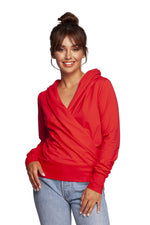 Elegant drapert hettegenser - BeWear til dame fra MS StyleHaven, laget av Bomull, farge Grønn, størrelse XL, med long ermer, perfekt til dress