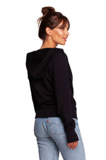 Elegant drapert hettegenser - BeWear til dame fra MS StyleHaven, laget av Bomull, farge Rød, størrelse XL, med long ermer, perfekt til dress