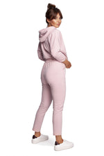 Zip Effect – strukturstrikkede joggebukser med edgy detaljer - BeWear til dame fra MS StyleHaven, laget av Bomull; polyester, farge Rosa, størrelse M, med long ermer, perfekt til dress