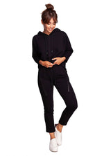Zip Effect – strukturstrikkede joggebukser med edgy detaljer - BeWear til dame fra MS StyleHaven, laget av Bomull; polyester, farge Grønn, størrelse M, med long ermer, perfekt til dress