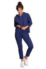 Zip Effect – strukturstrikkede joggebukser med edgy detaljer - BeWear til dame fra MS StyleHaven, laget av Bomull; polyester, farge Grønn, størrelse L, med long ermer, perfekt til dress
