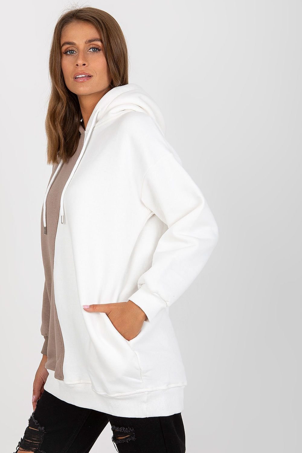 Genser Rue Paris til dame fra MS StyleHaven, laget av Bomull, farge beige, størrelse L/XL, med sleeveless; 3-4 ermer, perfekt til casual; dress