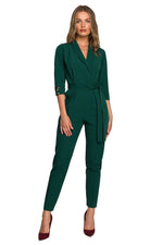 Jumpsuit Stylove til dame fra MS StyleHaven, laget av polyester; Viskose; Elastan-1, farge Grønn, størrelse s, med lang ermer, perfekt til dress