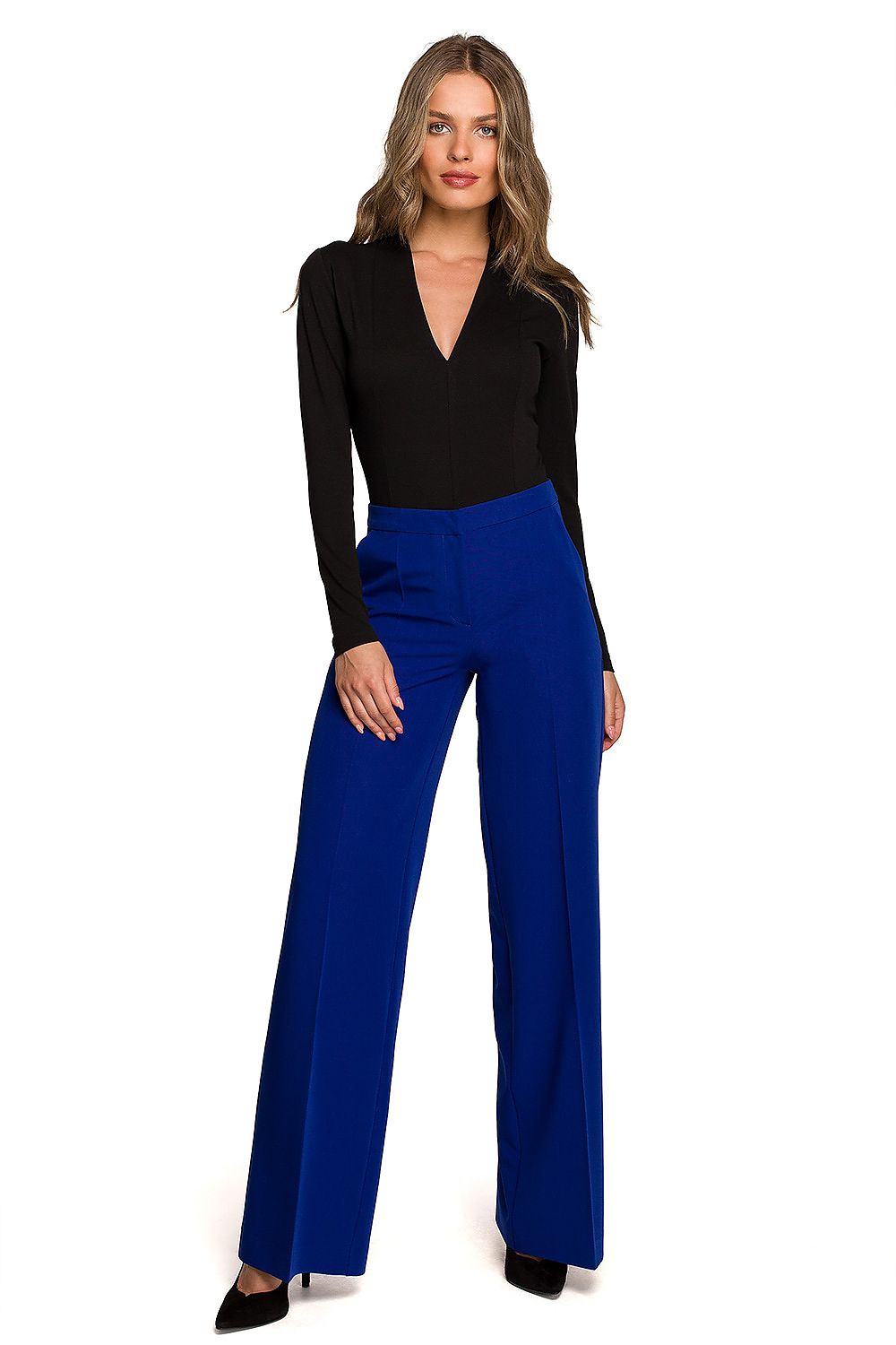 Damebukser Stylove til dame fra MS StyleHaven, laget av polyester; Viskose; Elastan, farge Fiolett, størrelse M, med long ermer, perfekt til dress