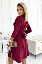 Flared skjortekjole fra Numoco – Stilig og komfortabel beige kjole til dame fra MS StyleHaven, laget av polyester, farge Rød, størrelse L, med 45720 ermer, perfekt til casual; dress