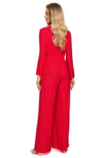 Jumpsuit - Moe til dame fra MS StyleHaven, laget av polyester, farge beige, størrelse s, med long ermer, perfekt til dress