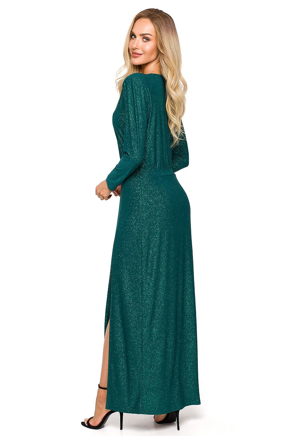 Aftenkjole - Moe til dame fra MS StyleHaven, laget av polyester, farge Grønn, størrelse M, med long ermer, perfekt til dress