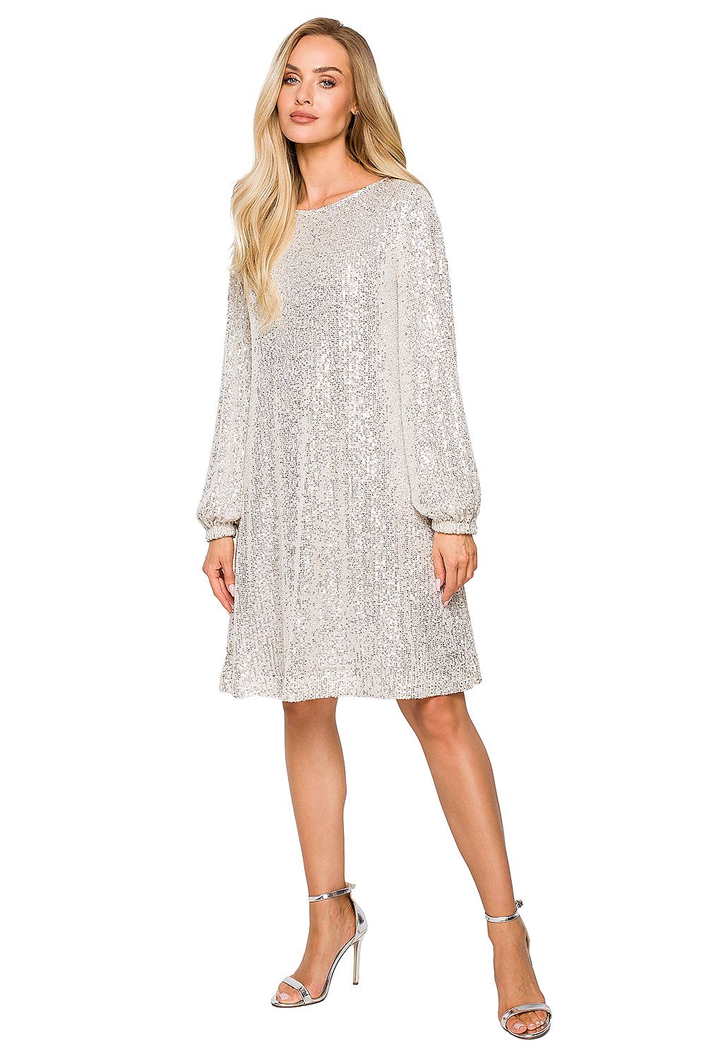 Aftenkjole Moe til dame fra MS StyleHaven, laget av polyester, farge beige, størrelse M, med long ermer, perfekt til dress