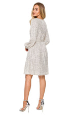 Aftenkjole Moe til dame fra MS StyleHaven, laget av polyester, farge beige, størrelse L, med long ermer, perfekt til dress