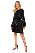 Aftenkjole Moe til dame fra MS StyleHaven, laget av polyester, farge Grå, størrelse XXL, med long ermer, perfekt til dress