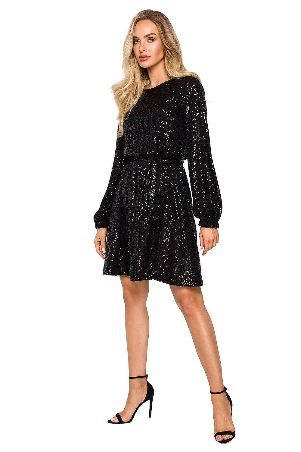 Aftenkjole Moe til dame fra MS StyleHaven, laget av polyester, farge Grå, størrelse XXL, med long ermer, perfekt til dress