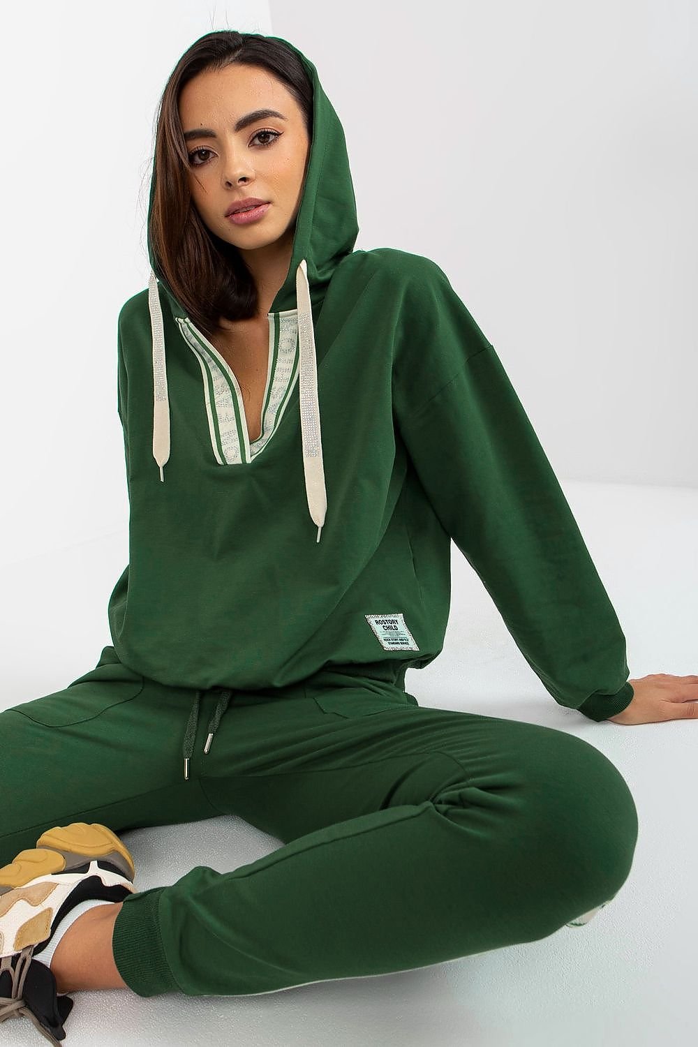 Sett - Relevance til dame fra MS StyleHaven, laget av Bomull, farge Grønn, størrelse S/M, med 45720 ermer, perfekt til casual; dress