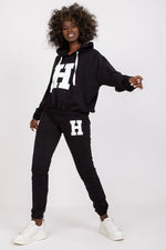 Sett - Relevance til dame fra MS StyleHaven, laget av Bomull, farge Svart, størrelse S/M, med 45720 ermer, perfekt til casual; dress