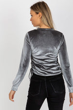 Kort Sommerbluse Lakerta til dame fra MS StyleHaven, laget av Bomull; Viskose; polyester; Elastan, farge Grå, størrelse L/XL, med long ermer, perfekt til casual; dress