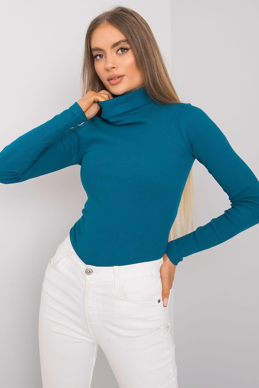 Turtleneck Rue Paris til dame fra MS StyleHaven, laget av Bomull, farge Brun, størrelse L/XL, med sleeveless; 3-4 ermer, perfekt til casual; dress